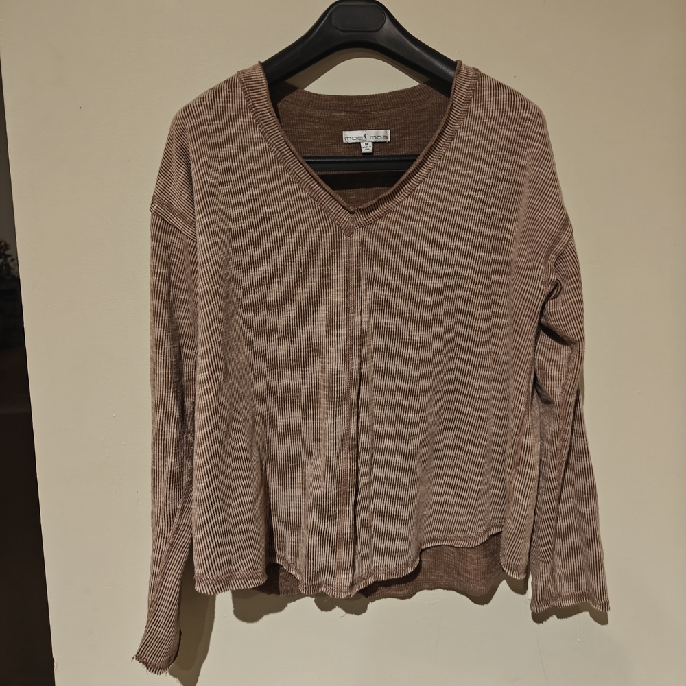 Moa Moa Mauve V-Neck Long Sleeve Top